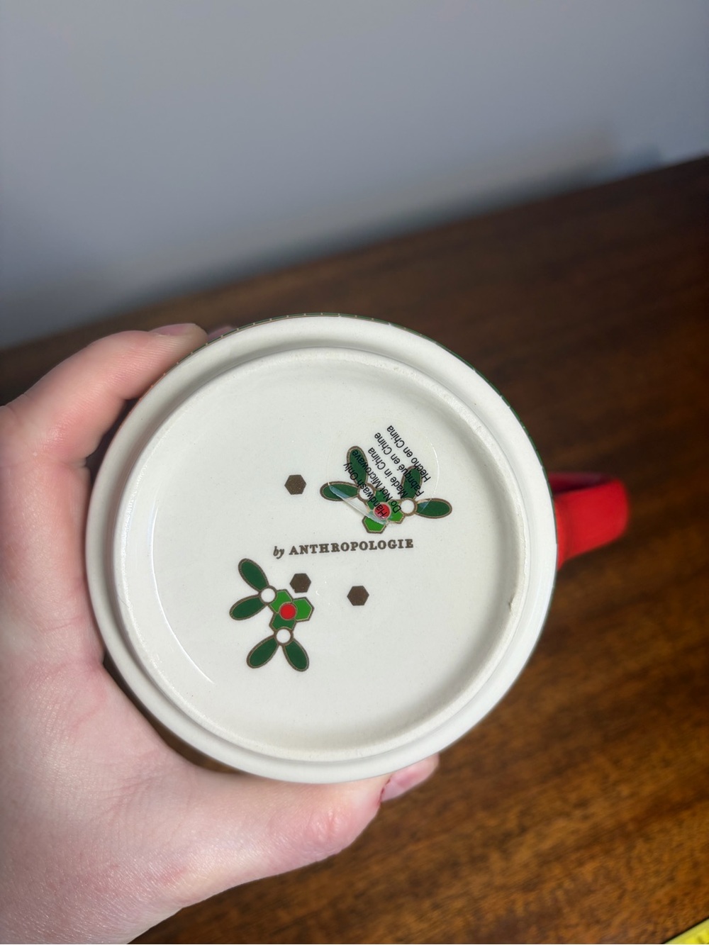 Anthropologie Festive Bistro Tile Monogram Mug Letter C Holiday Gold Accent Mug - Picture 6 of 7